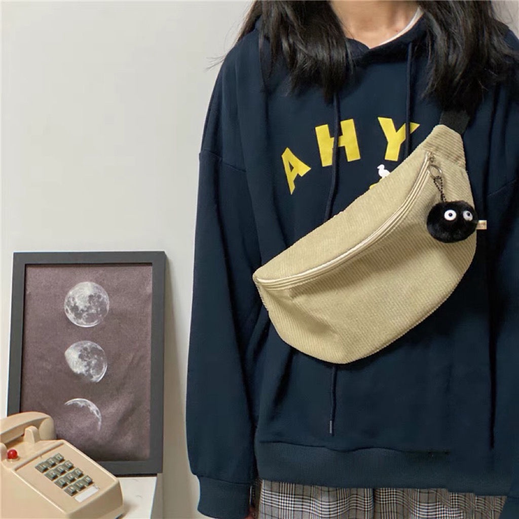 Túi Đeo Chéo Ngực Vải Canvas Phong Cách Retro Hàn Quốc Dễ Thương Cho Nữ