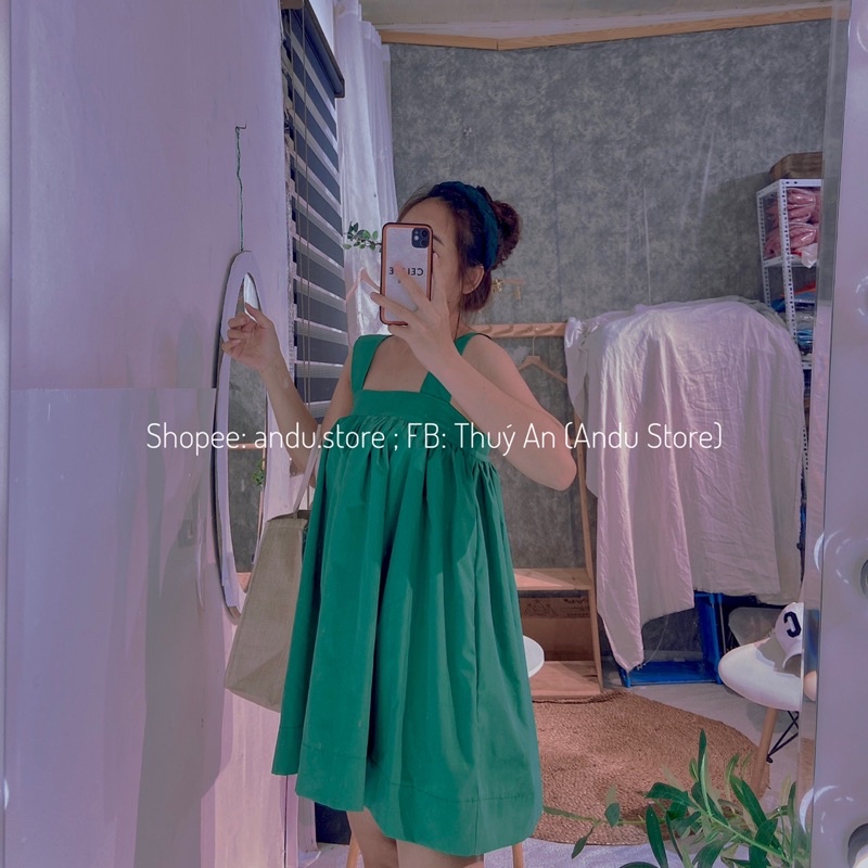 Đầm nữ 2 dây bản to ⚡ANDU STORE⚡️ Váy babydoll 2 dây, đầm xuông 4 màu.
