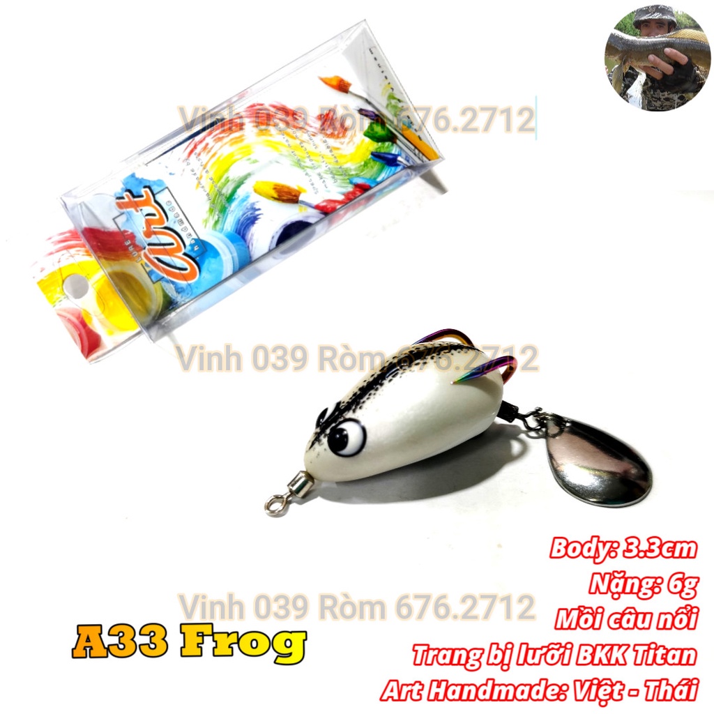 Nhái Hơi A33 - Mồi câu cá lóc - Lưỡi BKK Titan