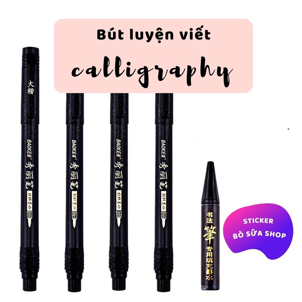 Bút Baoke luyện viết calligraphy bút brush tập viết thư pháp stickerbosuashop