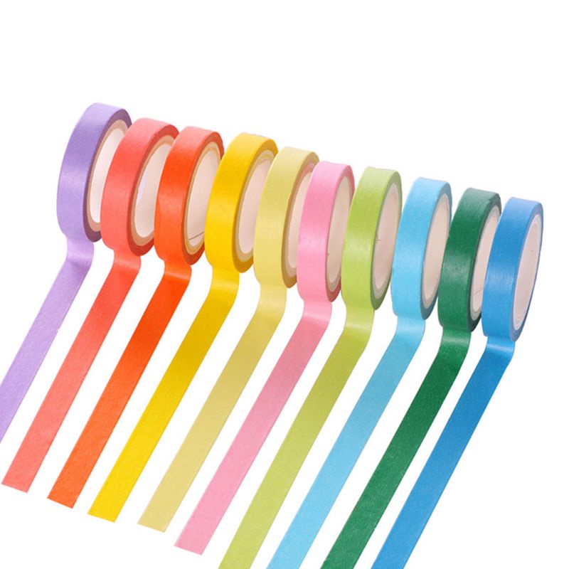 Set 10 Cuộn Băng Dính Nhiều Màu Sắc Dùng Trang Trí Thủ Công DIY