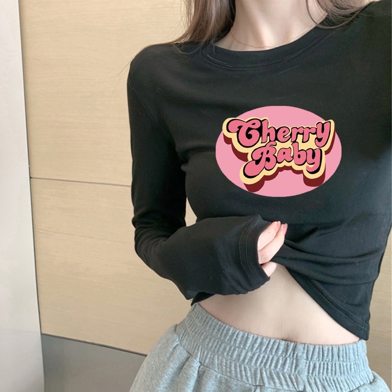 Áo croptop dài tay chất liệu cotton xinh xắn | BigBuy360 - bigbuy360.vn