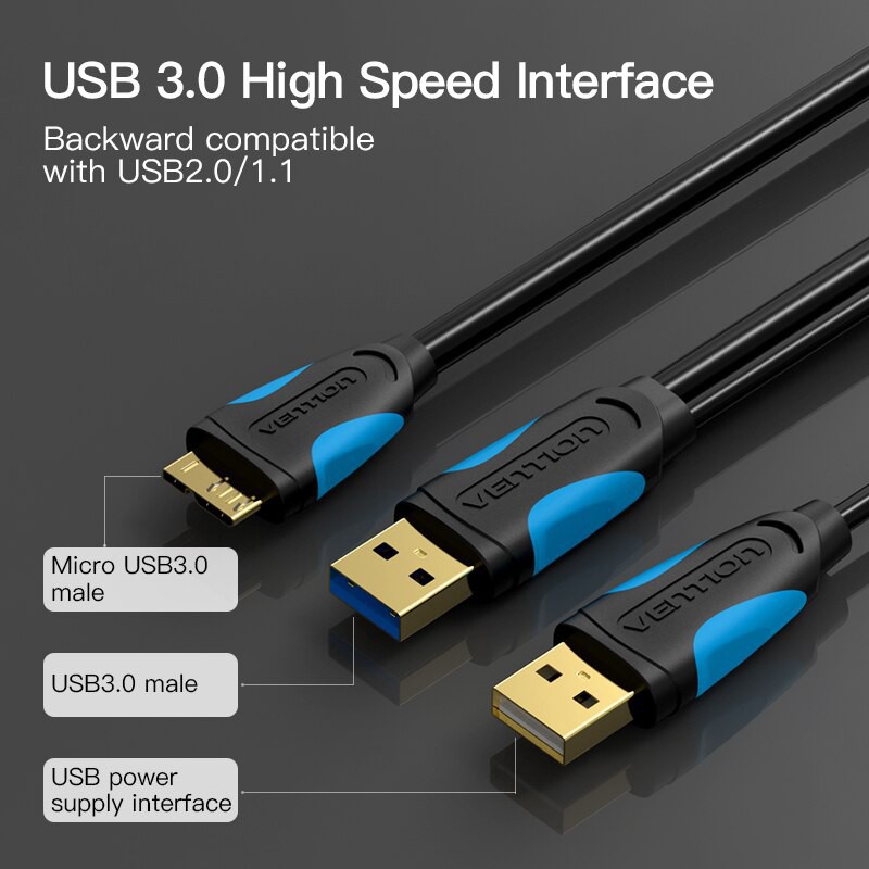 Vention Micro USB 3.0 Dual USB With Power Supply Cable Male To Male 5Gbps Data Sync For Phone | BigBuy360 - bigbuy360.vn