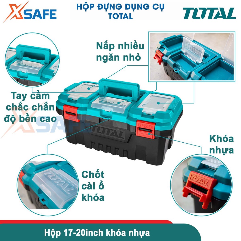 Hộp đựng đồ nghề TOTAL kích thước 14-20inch Thùng dụng cụ nhựa PP cứng cáp, chịu lực tốt độ bền cao, nhiều ngăn tiện lợi