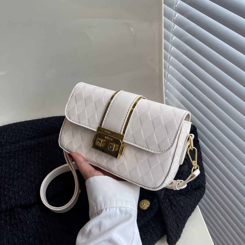 Túi đeo chéo JASMIN NOIR họa tiết kẻ sọc có khóa cho nữ