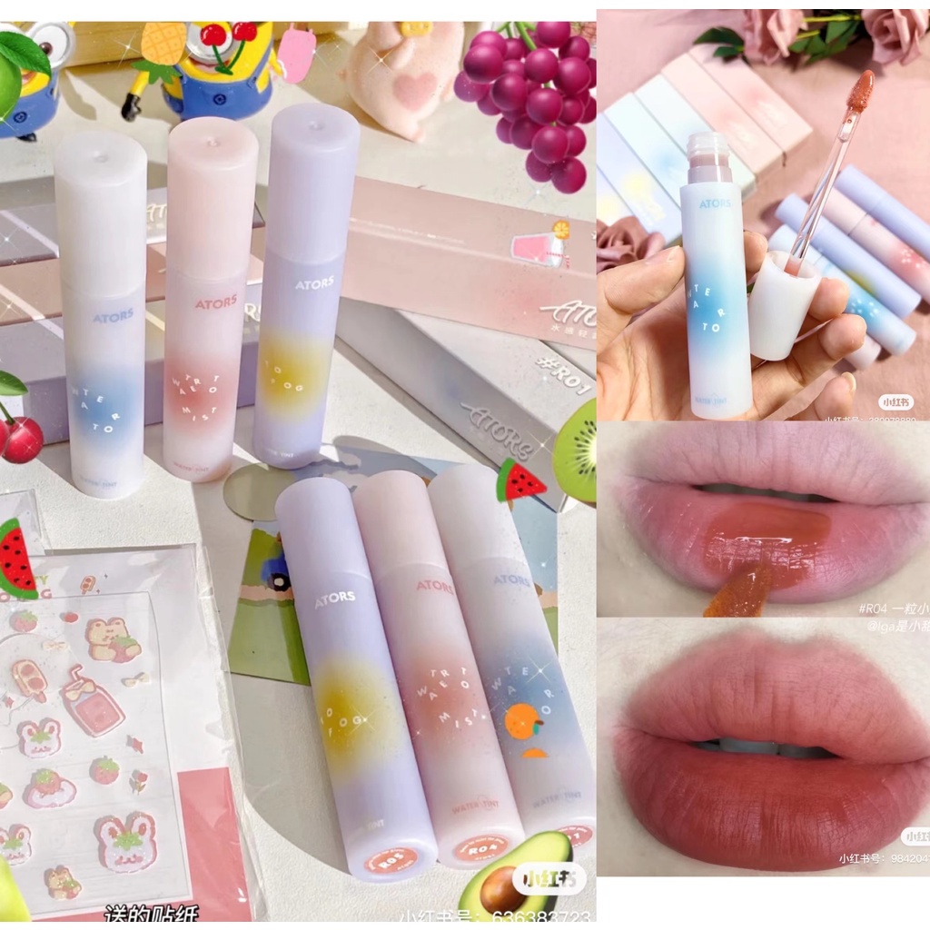 Ators Son lì Water To Mist Lip Tint Matte Lipstick Dưỡng ẩm màu hồng nâu đất màu sương lâu trôi ánh 