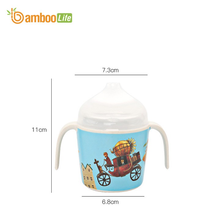 Ly, cốc tập uống nước cho bé sợi tre Bamboo Life BL092 mẫu mã đẹp, chống sặc, hình thú siêu xinh 180ml