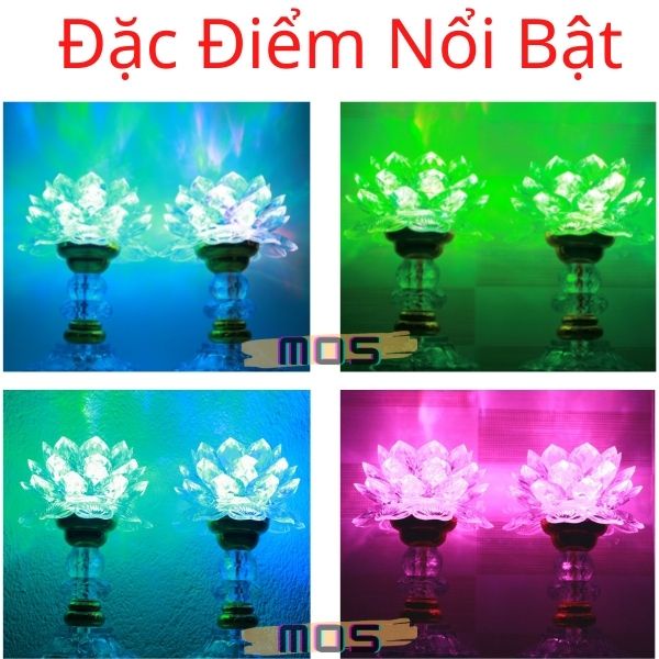 Đèn sen nhựa để bàn trang trí thờ cúng Mos Shop