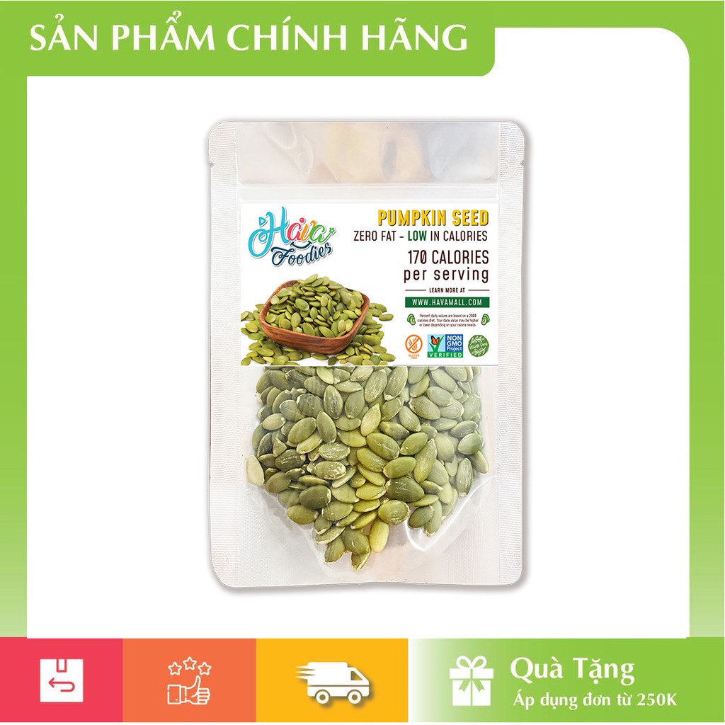 [HÀNG CHÍNH HÃNG] Hạt Bí Tách Vỏ Nguyên Hạt Túi 200gr – Whole Pumpkin Seeds