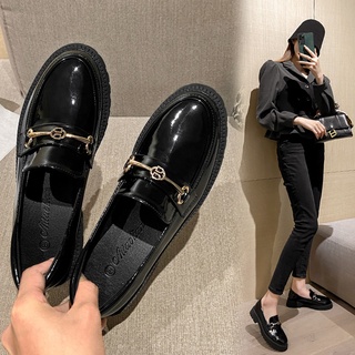 Giày Lười Da Bóng Đế Dày Thời Trang Cho Nữ