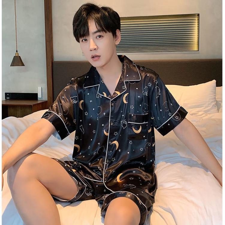 đồ ngủ Đồ ngủ nam ngắn tay lụa băng mỏng mùa xuân hè hoạt hình dễ thương dịch vụ ở nhà sinh viên ┇ ✈۩ Đẹp