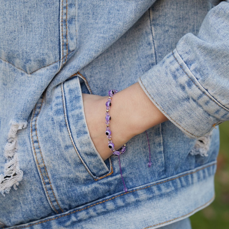 Vòng Đeo Tay Xâu Hạt Resin Nhiều Màu Hình Mắt Quỷ Thổ Nhĩ Kỳ Dành Cho Nữ