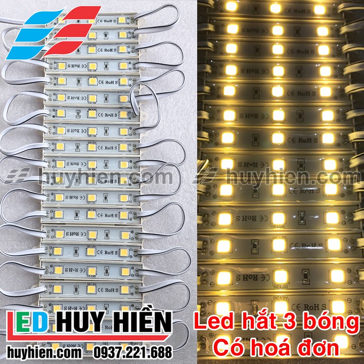 led hắt 3 bóng 7211 led 5054 trắng ấm (vàng nhạt) - vỉ 20 thanh led 3 mắt