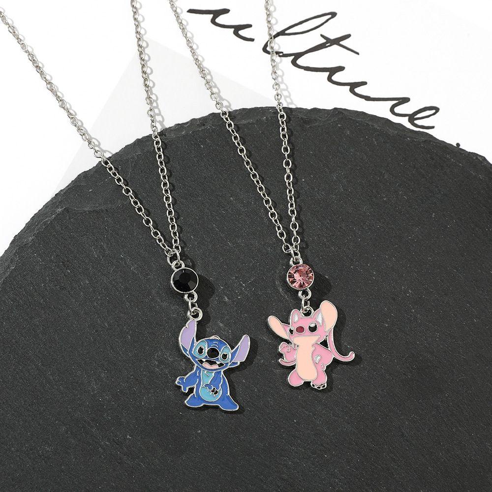 Vòng cổ Tình Bạn Mặt Ghép Hình Stitch Hoạt Hình Phong Cách Hàn Quốc