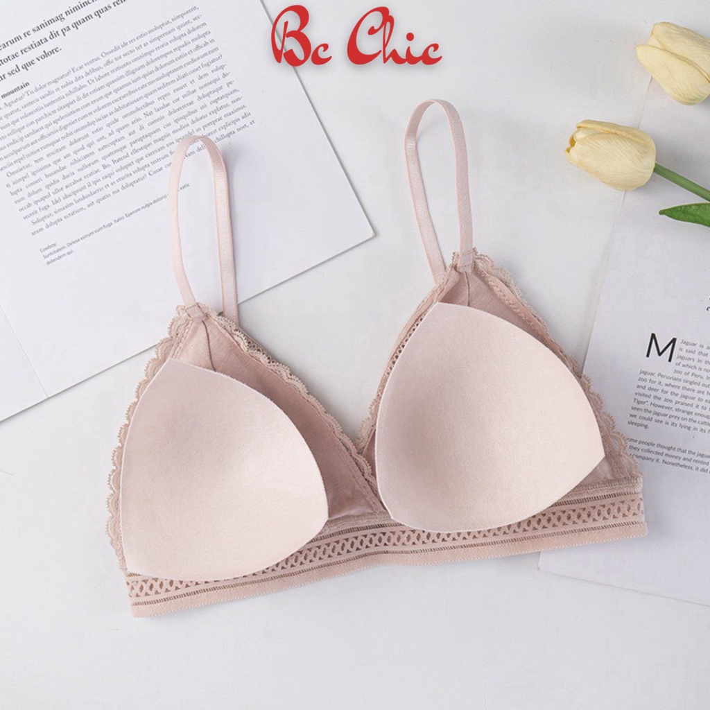Áo Lót Nữ Không Gọng Ren Cao Cấp Nâng Ngực - Áo Bra Ren Hoa nâng vòng một gợi cảm sexy mẫu 7338 BC_CHIC LINGERIE
