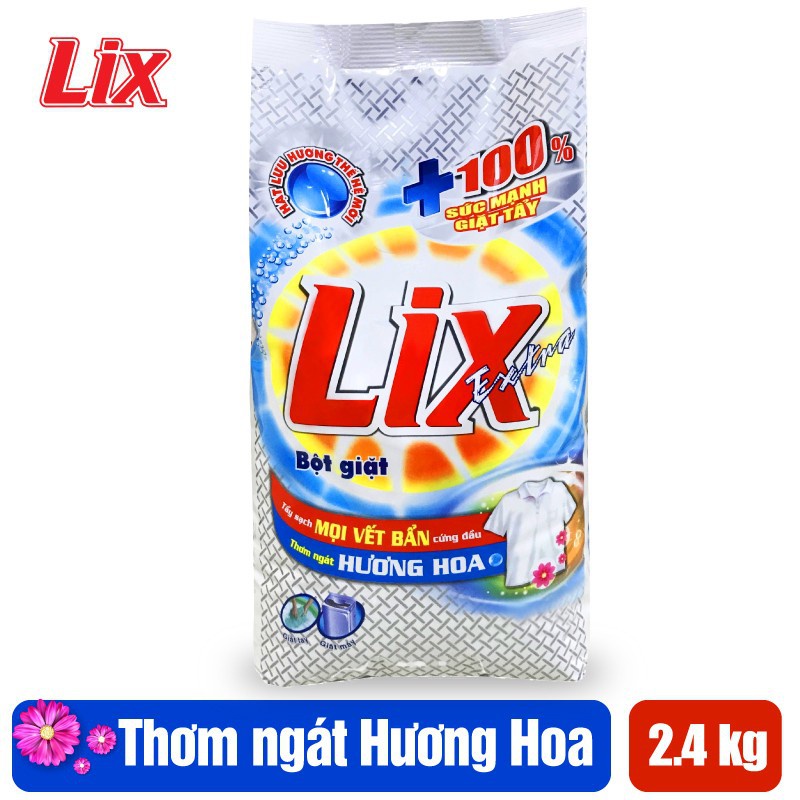 Bột giặt Lix Extra Hương Hoa 2,4kg