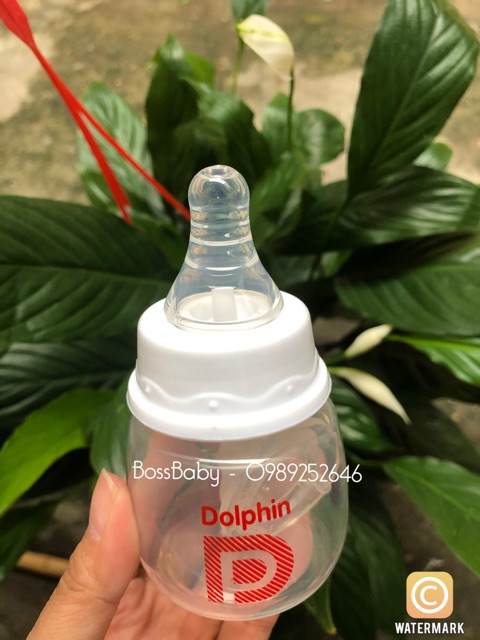 (Tặng thêm 1 núm) Bình sữa cổ hẹp Dolphin 60ml