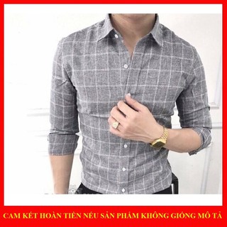 Áo sơ mi nam kẻ caro vải đũi cao cấp