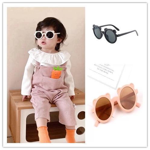 Kính Mát Gọng Tròn Hình Gấu Dễ Thương Màu Sắc Ngọt Ngào Thời Trang Mùa Hè Cho Bé Trai Và Bé Gái
