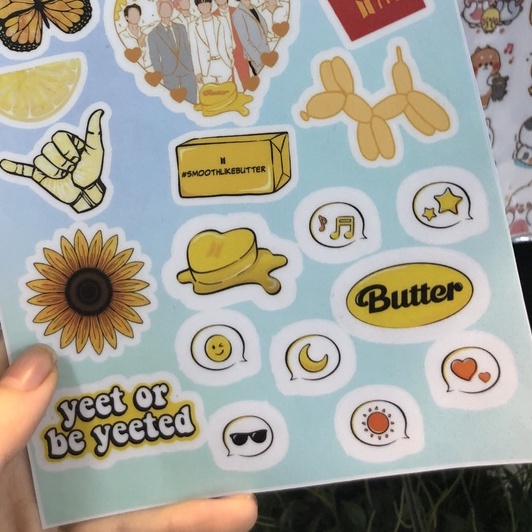 Set Sticker BTS Butter Theme Dán Mũ Bảo Hiểm, Laptop, Máy Tính Cầm Tay Casio, Điện Thoại,... Bền bỉ - kháng nước