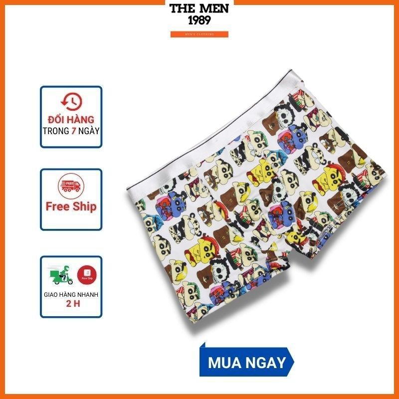 Quần boxer nam họa tiết cao cấp thun lạnh hoạt hình ngộ nghĩnh dễ thương cute túi Zip SĐ08