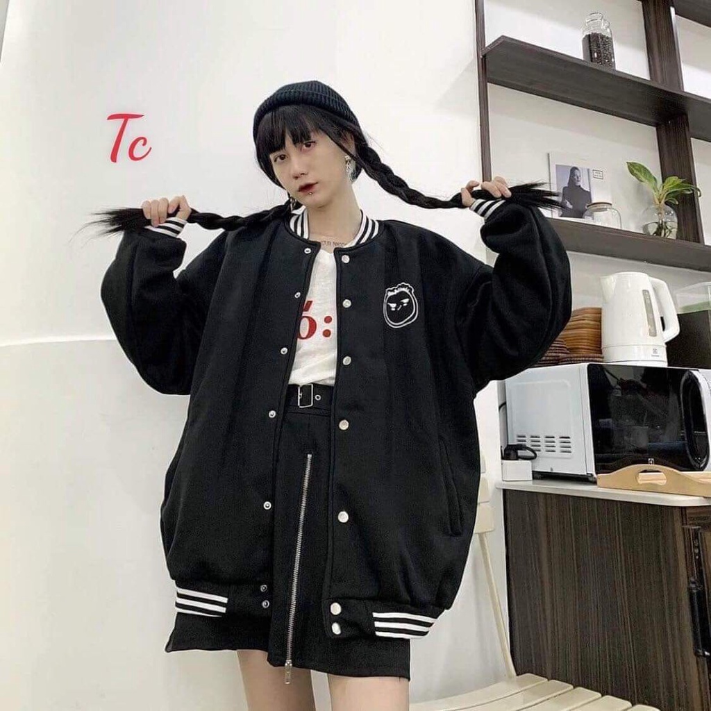 Áo khoác bomber chất nỉ và gió,Áo khoác dù ngoaì form rộng nam nữ mặc đẹp