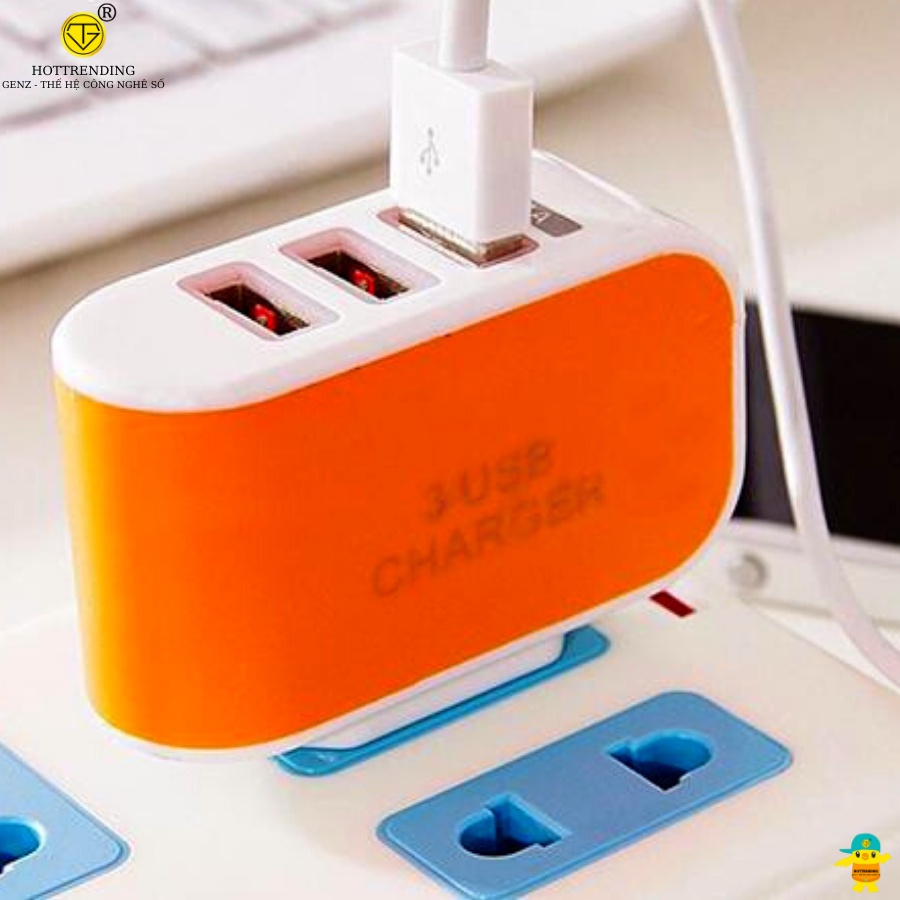 Cốc sạc 3 cổng USB sạc nhanh 3.1A dành cho điện thoại máy ảnh máy nghe nhạc
