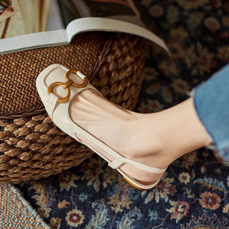 Giày mũi vuông hở gót Mishil siêu xinh Quảng Châu chất da mềm đi êm chân kiểu dáng thanh lịch