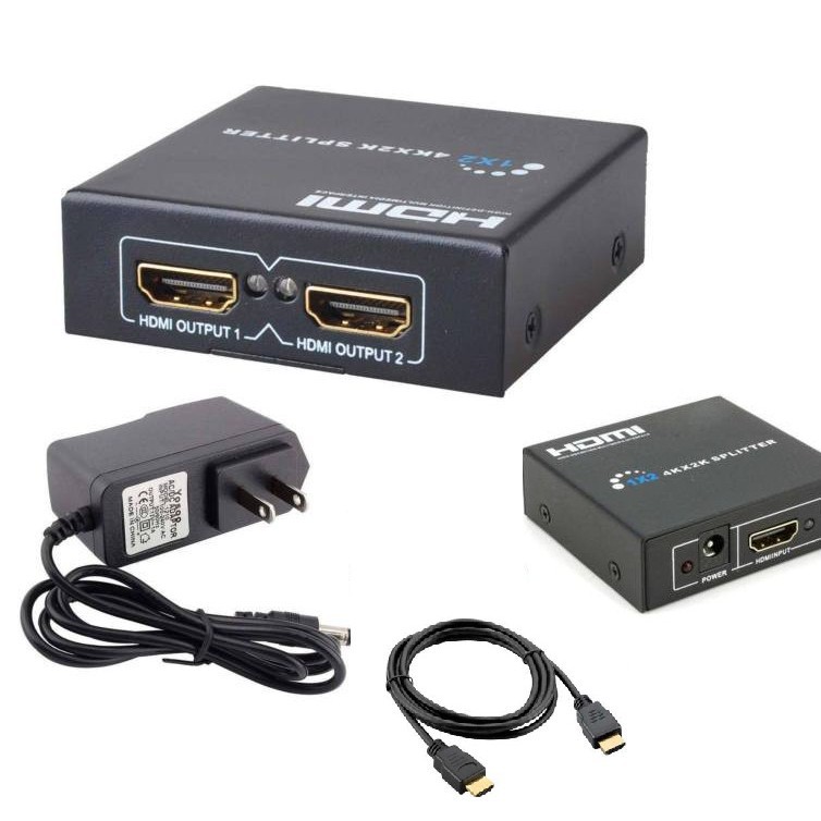 Bộ chia HDMI 1 thành 2 Full HD, hỗ trợ 4K Bộ chia HDMI Switch 1 ra 2 Full HD 1080 đen
