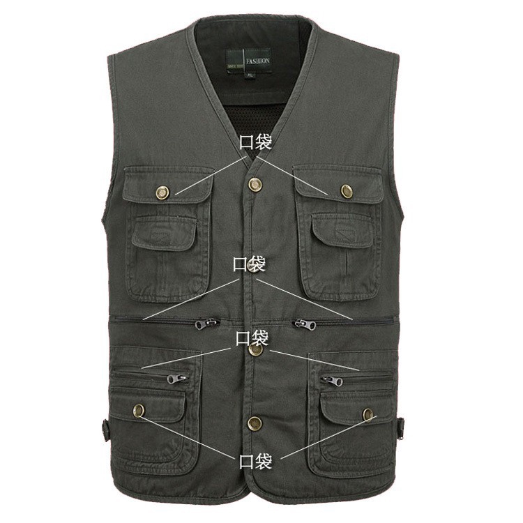 Áo Ghi-Lê Cotton Nhiều Túi Phong Cách Mùa Thu Thời Trang Cho Nam | BigBuy360 - bigbuy360.vn