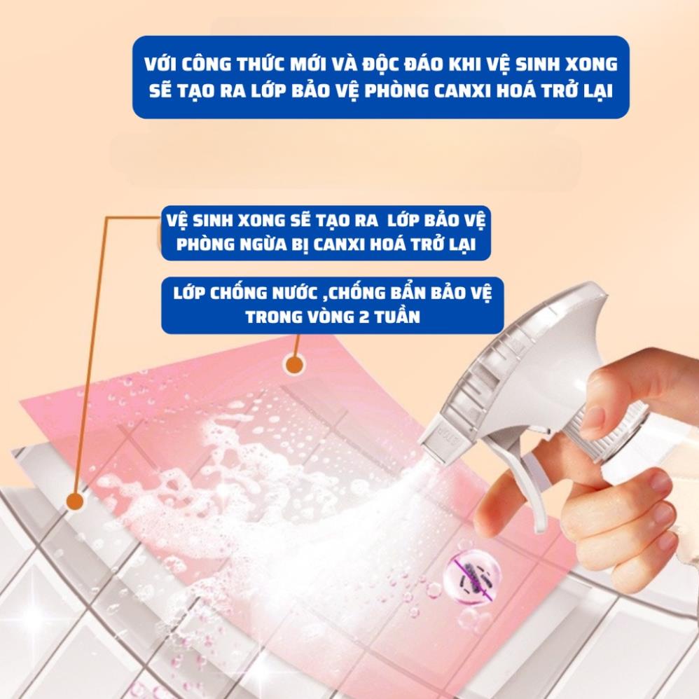 Dung Dịch Tẩy Cặn Canxi Thế Hệ Mới Làm Sạch Vách Kính, Vòi Inox, Bồn Sứ, Gạch Men An Toàn Tiện Lợi Hiệu Qủa 500ml K188