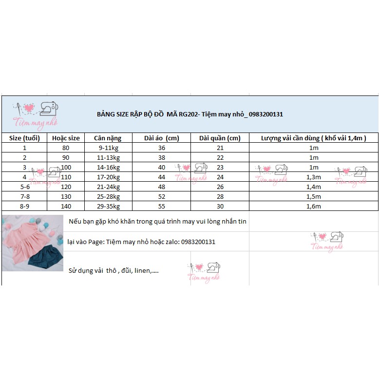 [Mã SKAMCLU8 giảm 10% cho đơn từ 100K] RG202_CÓ HƯỚNG DẪN MAY_rập giấy may bộ áo tay liền bé gái