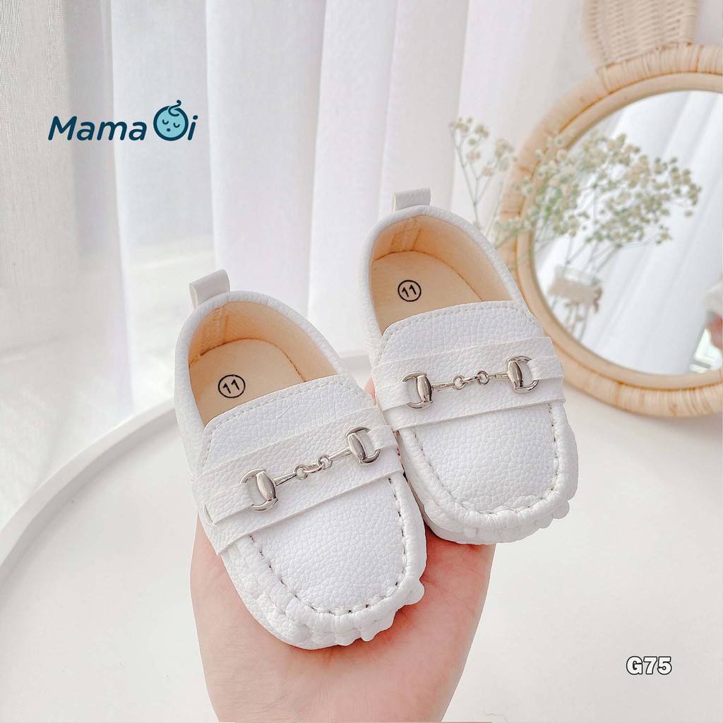 G75 Giày tập đi cho bé giày lười da mềm màu trắng cho bé tập đi của Mama Ơi - Thời trang cho bé