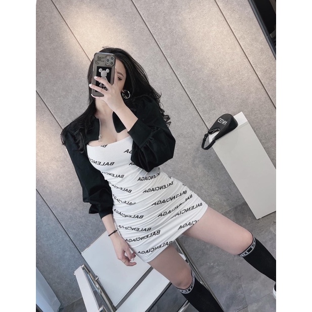 Đầm Body Chữ Kèm Áo Khoác Cá Tính