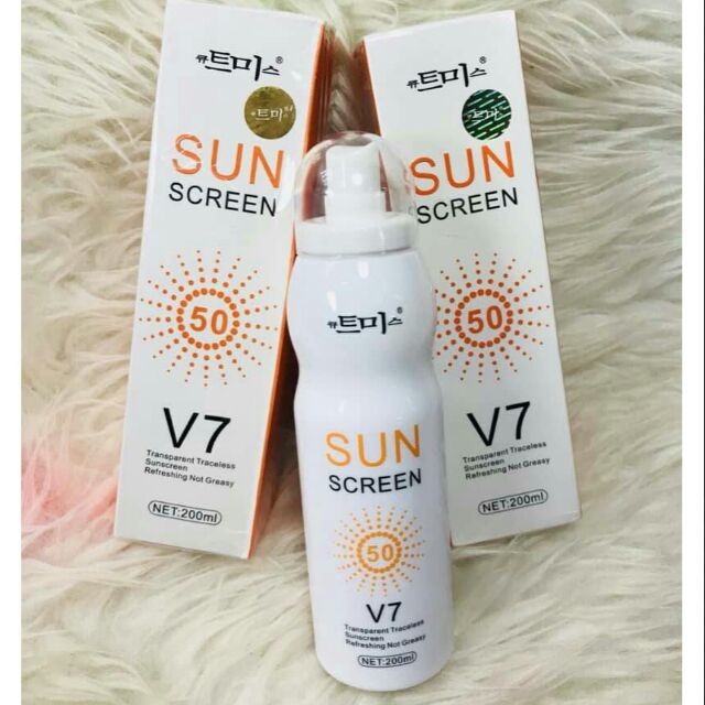 Xịt Chống Nắng V7, Xịt Nâng Tone Dưỡng Trắng Da, Che Khuyết Điểm, Spray Protective SPF50 238ml,HQ