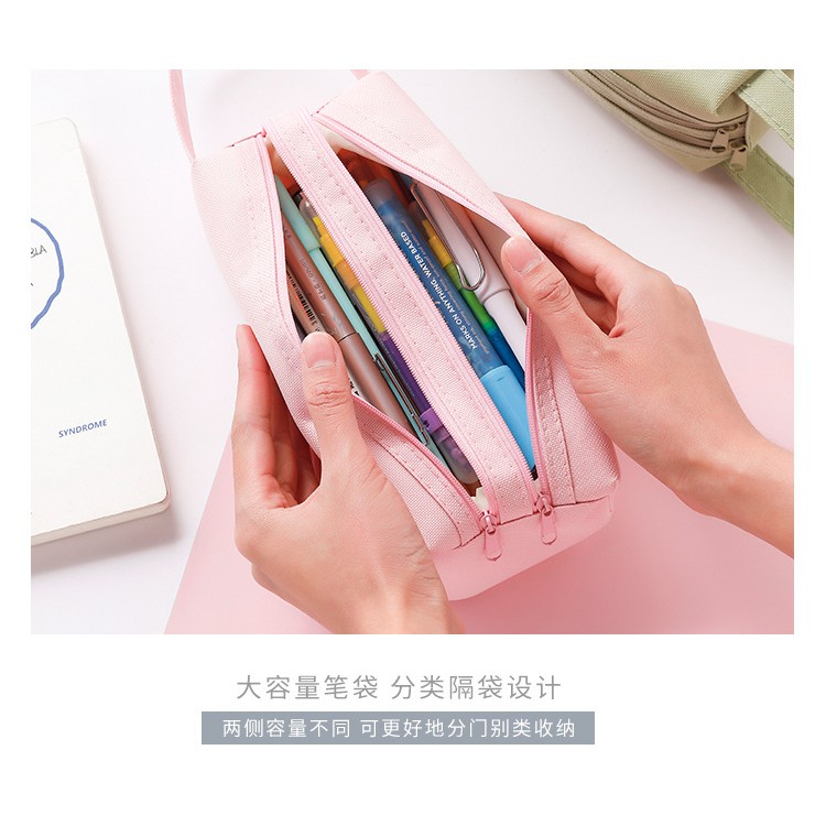 Bóp viết, túi bút Sunshine hai ngăn làm từ vải, kích thước 20x8,5x7 cm SakuraShop