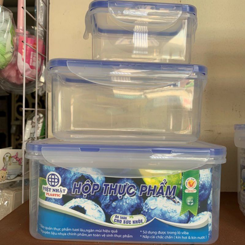 hộp đựng thực phẩm Bộ 3 hộp Việt Nhật bảo quản thức ăn trong tủ lạnh