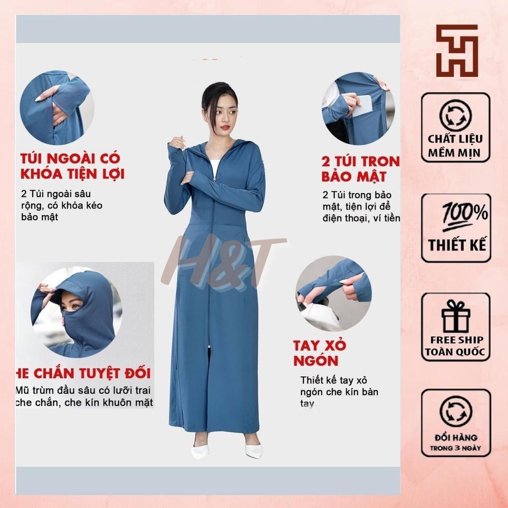 Áo chống nắng toàn thân cao cấp 2 lớp đục lỗ, chống nắng nữ dáng dài chất vải thông hơi khử mùi và làm mát c