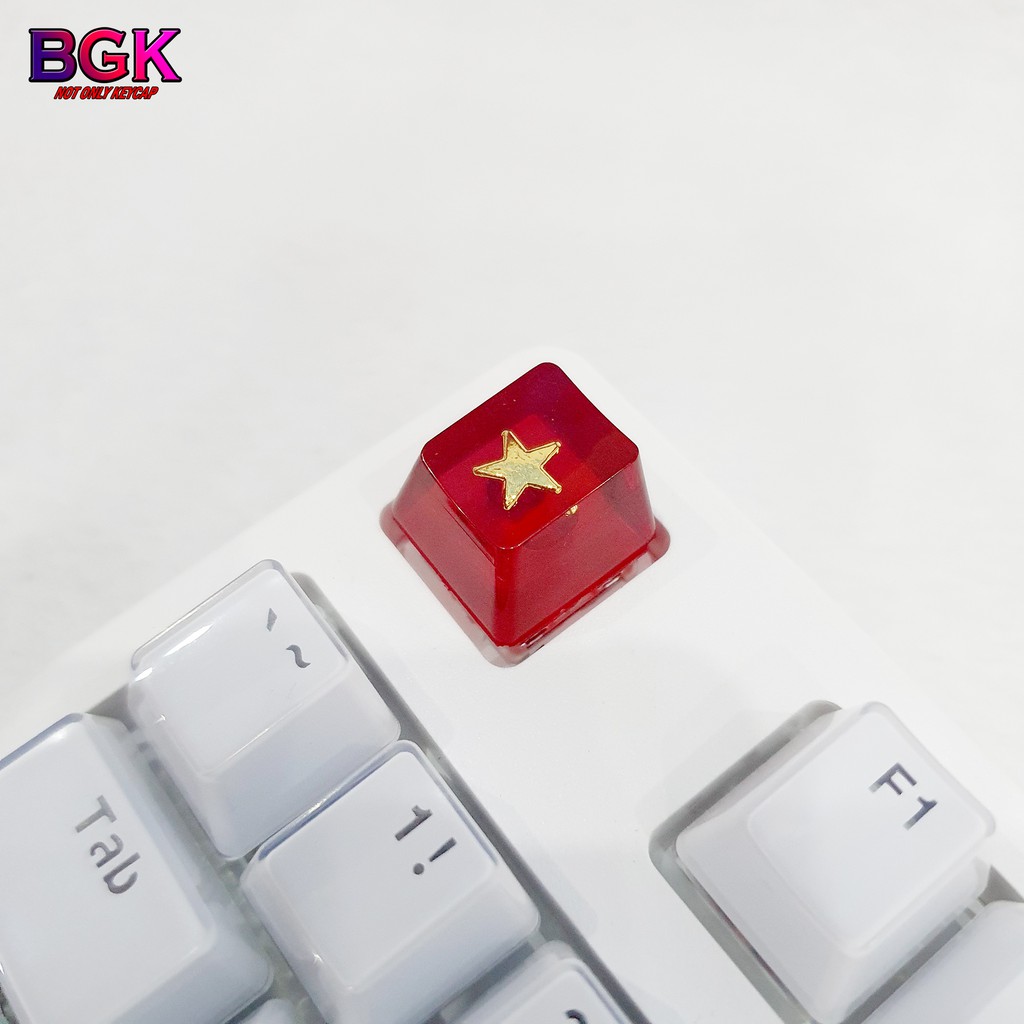 Keycap Lẻ cờ đỏ sao vàng hình lá cơ Việt Nam OEM profile ( keycap resin độc lạ )( Keycap Artisan )
