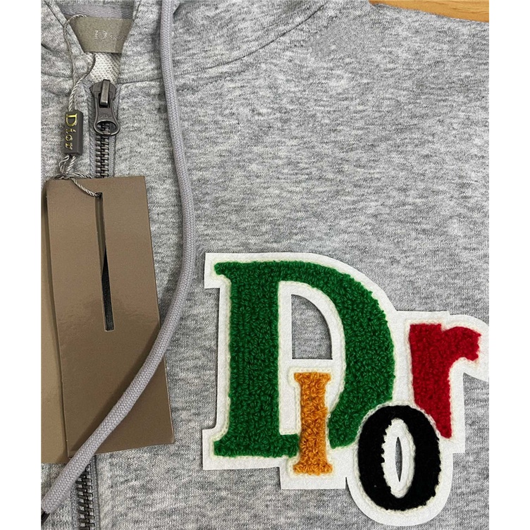 Áo Khoác Hoodie cotton Có Khóa Kéo Thêu Chữ D10R 2022 Size S-4XL Thời Trang Thu Đông