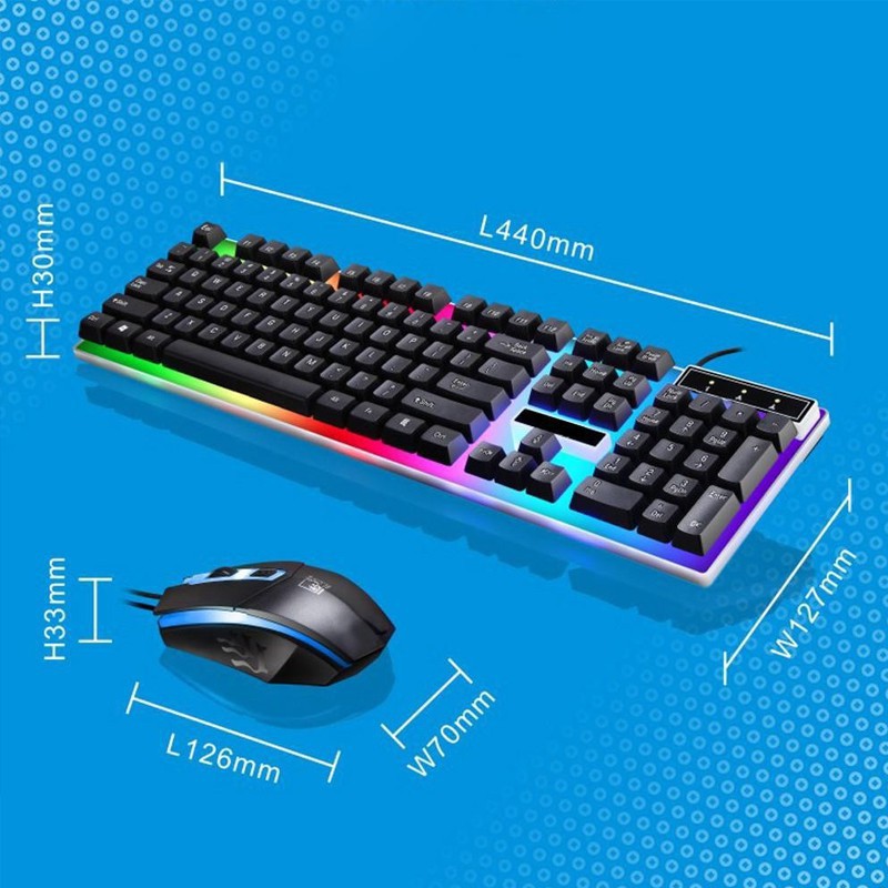 Bộ chuột bàn phím có dây Latope chuột bàn phím giả cơ văn phòng Led RGB G21