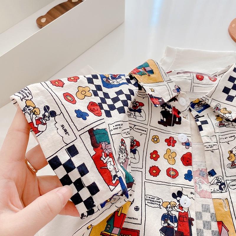 Áo sơ mi ngắn tay in họa tiết thời trang cho bé trai