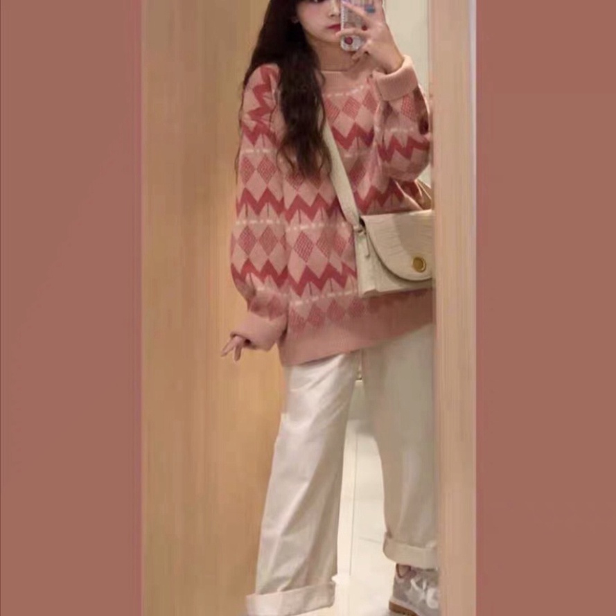 Áo Len Nữ Cổ Tròn Form Rộng Tay Dài Dệt Kim Họa Tiết Đơn Giản Dễ Phối Đồ Phong Cách Hàn Quốc K5M6 | BigBuy360 - bigbuy360.vn