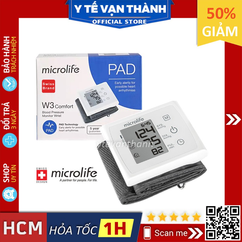 ✅ [CHÍNH HÃNG] Máy Đo Huyết Áp Cổ Tay- Microlife W3 Comfort -VT0759 | Y Tế Vạn Thành