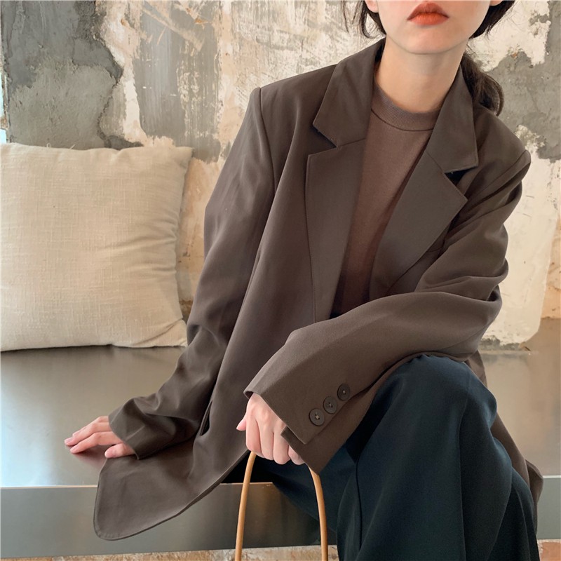 Blazer dáng rộng 2 màu nâu,đen | BigBuy360 - bigbuy360.vn