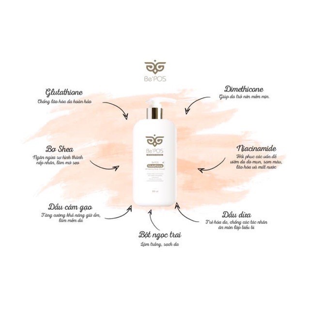 Sữa Dưỡng Trắng Be' Pos Glutathion Tone Up Body Shower | BigBuy360 - bigbuy360.vn