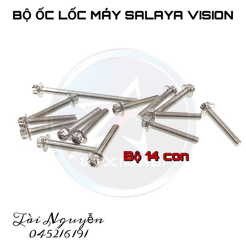 BỘ ỐC LỐC MÁY INOX SALAYA DÀNH CHO XE MÁY CÁC DÒNG