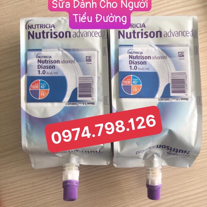 🌺Sữa Dinh Dưỡng Nutrison Diason 1000ml dành cho người tiểu đường - Túi Nuôi Ăn Nutrison Advanced Diason .