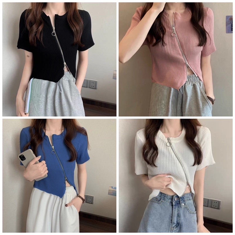 Áo len dệt khoá xéo OOTD Bigsize