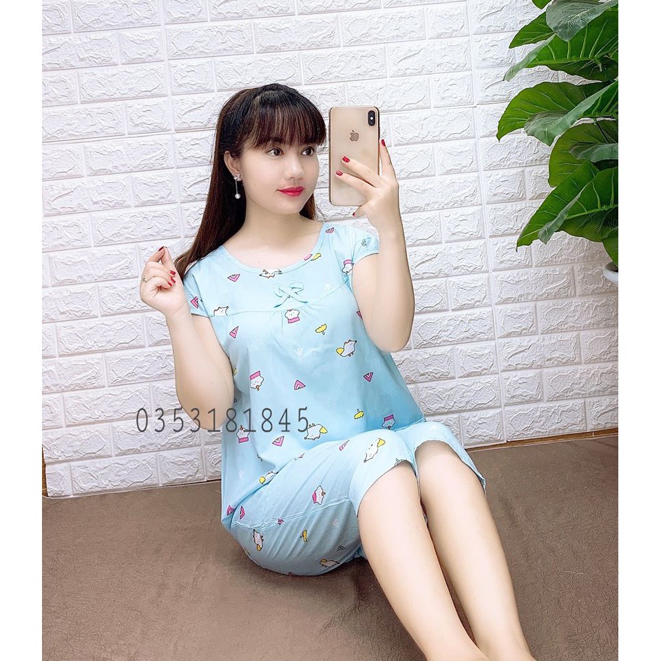 [Chọn mẫu Size 55-85kg] Bộ Bầu và Sau Sinh Vải Lanh Lụa Cộc Tay Quần Lửng